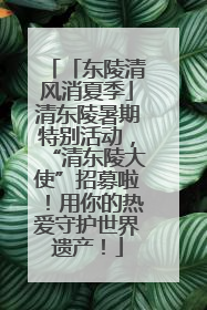 「东陵清风消夏季」清东陵暑期特别活动，“清东陵大使”招募啦！用你的热爱守护世界遗产！