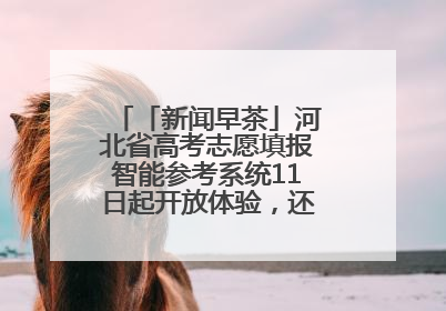 「新闻早茶」河北省高考志愿填报智能参考系统11日起开放体验，还有这些热点……