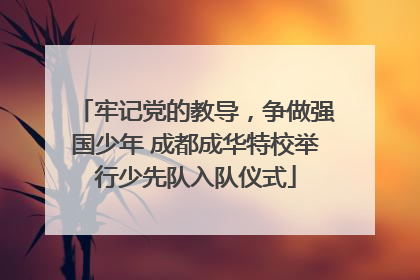 牢记党的教导，争做强国少年 成都成华特校举行少先队入队仪式