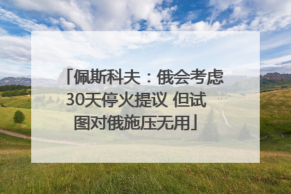 佩斯科夫：俄会考虑30天停火提议 但试图对俄施压无用