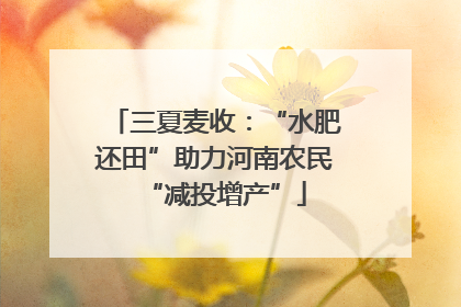 三夏麦收：“水肥还田”助力河南农民“减投增产”