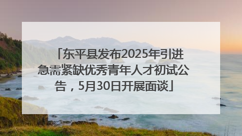 东平县发布2025年引进急需紧缺优秀青年人才初试公告，5月30日开展面谈