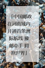 中国邮政在河南域内开通首条洲际航线 豫邮牵手 拥抱世界