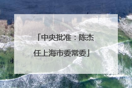 中央批准：陈杰任上海市委常委