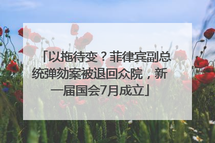 以拖待变？菲律宾副总统弹劾案被退回众院，新一届国会7月成立