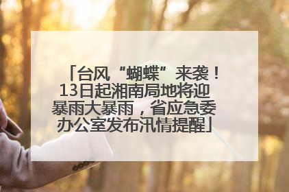 台风“蝴蝶”来袭！13日起湘南局地将迎暴雨大暴雨，省应急委办公室发布汛情提醒
