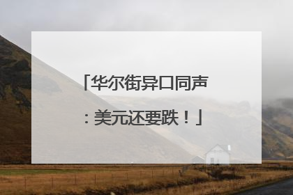 华尔街异口同声：美元还要跌！