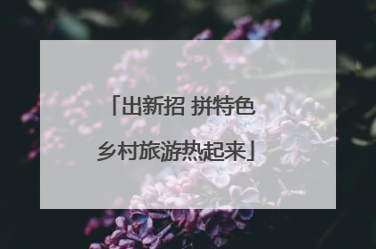 出新招 拼特色 乡村旅游热起来