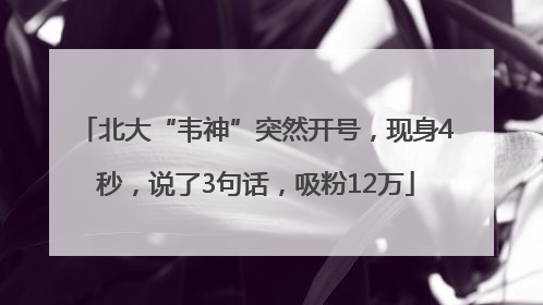 北大“韦神”突然开号，现身4秒，说了3句话，吸粉12万