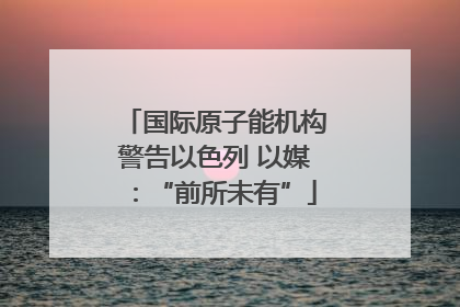 国际原子能机构警告以色列 以媒：“前所未有”