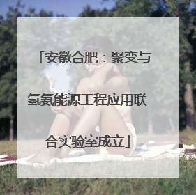 安徽合肥：聚变与氢氨能源工程应用联合实验室成立