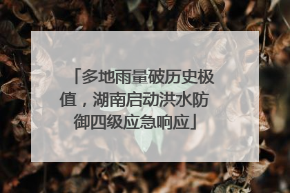 多地雨量破历史极值，湖南启动洪水防御四级应急响应