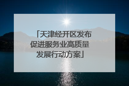 天津经开区发布促进服务业高质量发展行动方案
