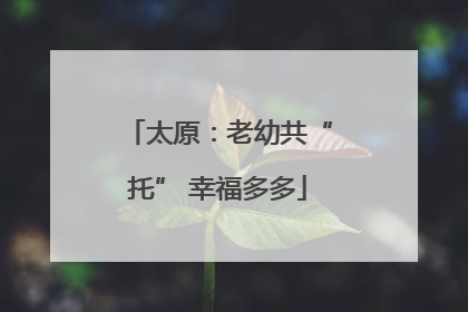 太原：老幼共“托” 幸福多多