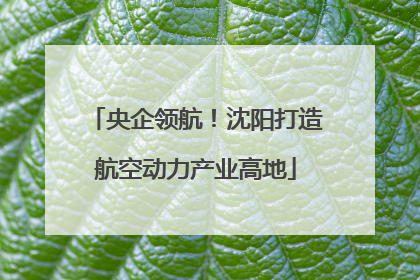 央企领航！沈阳打造航空动力产业高地