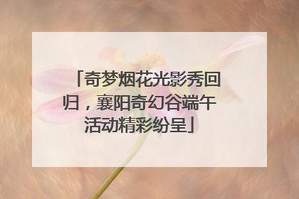 奇梦烟花光影秀回归，襄阳奇幻谷端午活动精彩纷呈