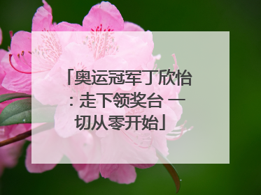 奥运冠军丁欣怡：走下领奖台 一切从零开始