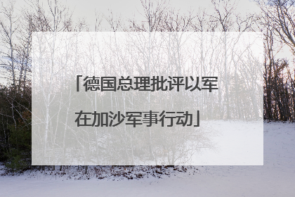 德国总理批评以军在加沙军事行动