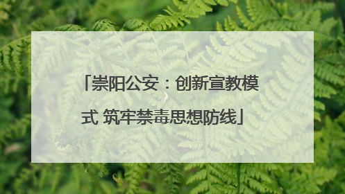 崇阳公安：创新宣教模式 筑牢禁毒思想防线