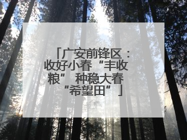 广安前锋区：收好小春“丰收粮” 种稳大春“希望田”