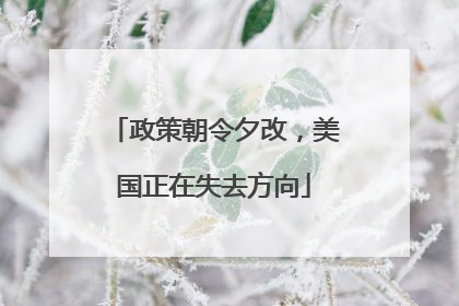 政策朝令夕改，美国正在失去方向