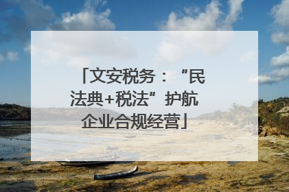 文安税务：“民法典+税法”护航企业合规经营