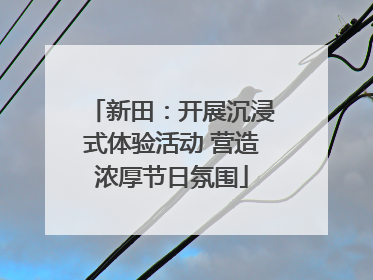 新田：开展沉浸式体验活动 营造浓厚节日氛围