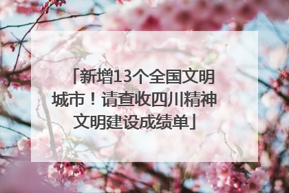 新增13个全国文明城市！请查收四川精神文明建设成绩单