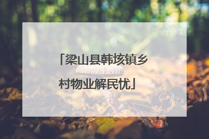梁山县韩垓镇乡村物业解民忧