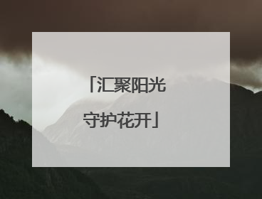 汇聚阳光 守护花开