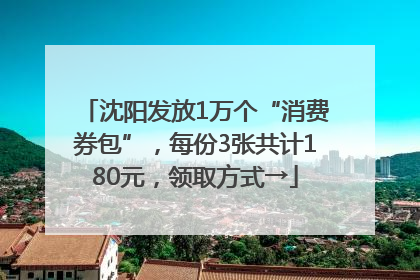 沈阳发放1万个“消费券包”，每份3张共计180元，领取方式→