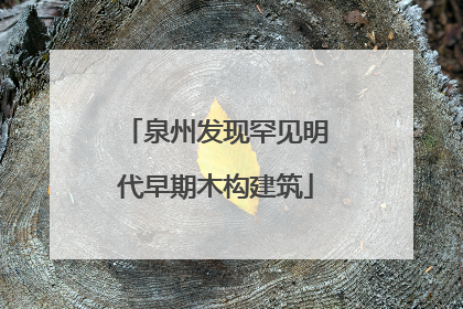 泉州发现罕见明代早期木构建筑