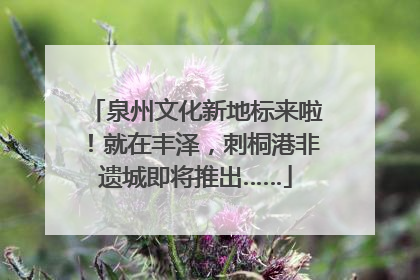 泉州文化新地标来啦！就在丰泽，刺桐港非遗城即将推出……