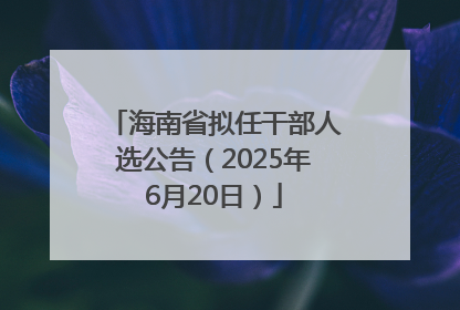 海南省拟任干部人选公告（2025年6月20日）