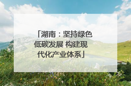 湖南：坚持绿色低碳发展 构建现代化产业体系