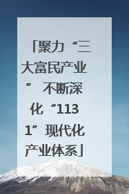 聚力“三大富民产业” 不断深化“1131”现代化产业体系