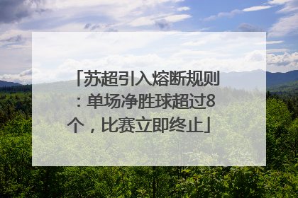 苏超引入熔断规则：单场净胜球超过8个，比赛立即终止