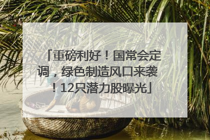 重磅利好！国常会定调，绿色制造风口来袭！12只潜力股曝光