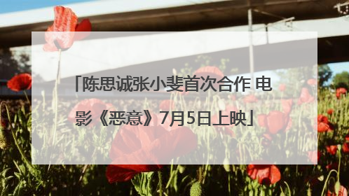 陈思诚张小斐首次合作 电影《恶意》7月5日上映