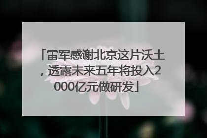 雷军感谢北京这片沃土，透露未来五年将投入2000亿元做研发