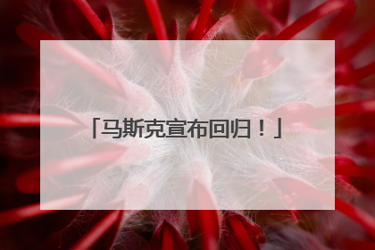 马斯克宣布回归！
