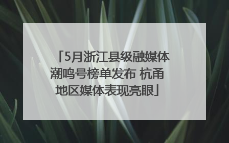 5月浙江县级融媒体潮鸣号榜单发布 杭甬地区媒体表现亮眼